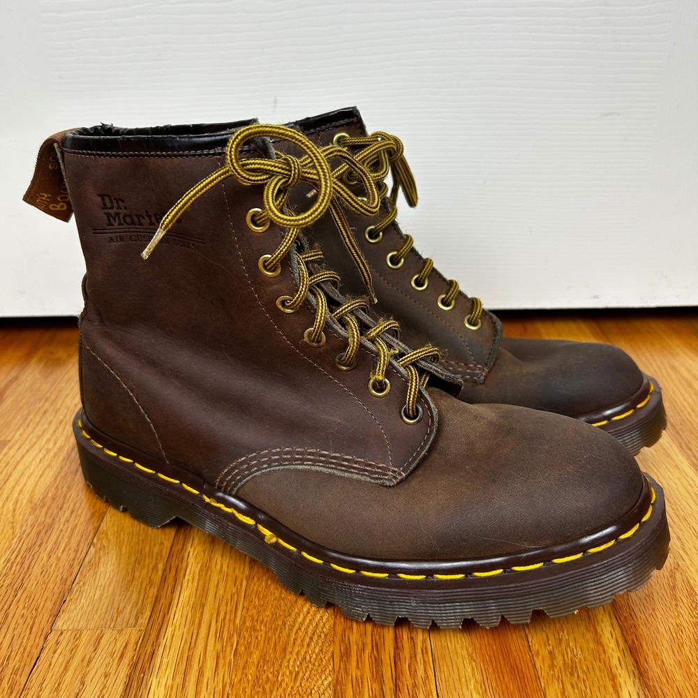 Vintage Dr. Martens Made In England 1460 Bex Crazy Horse Leather Boots Brown
